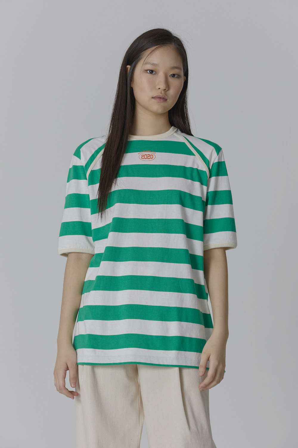 COLOR TAPING 2020 STRIPE T SHIRT GREEN