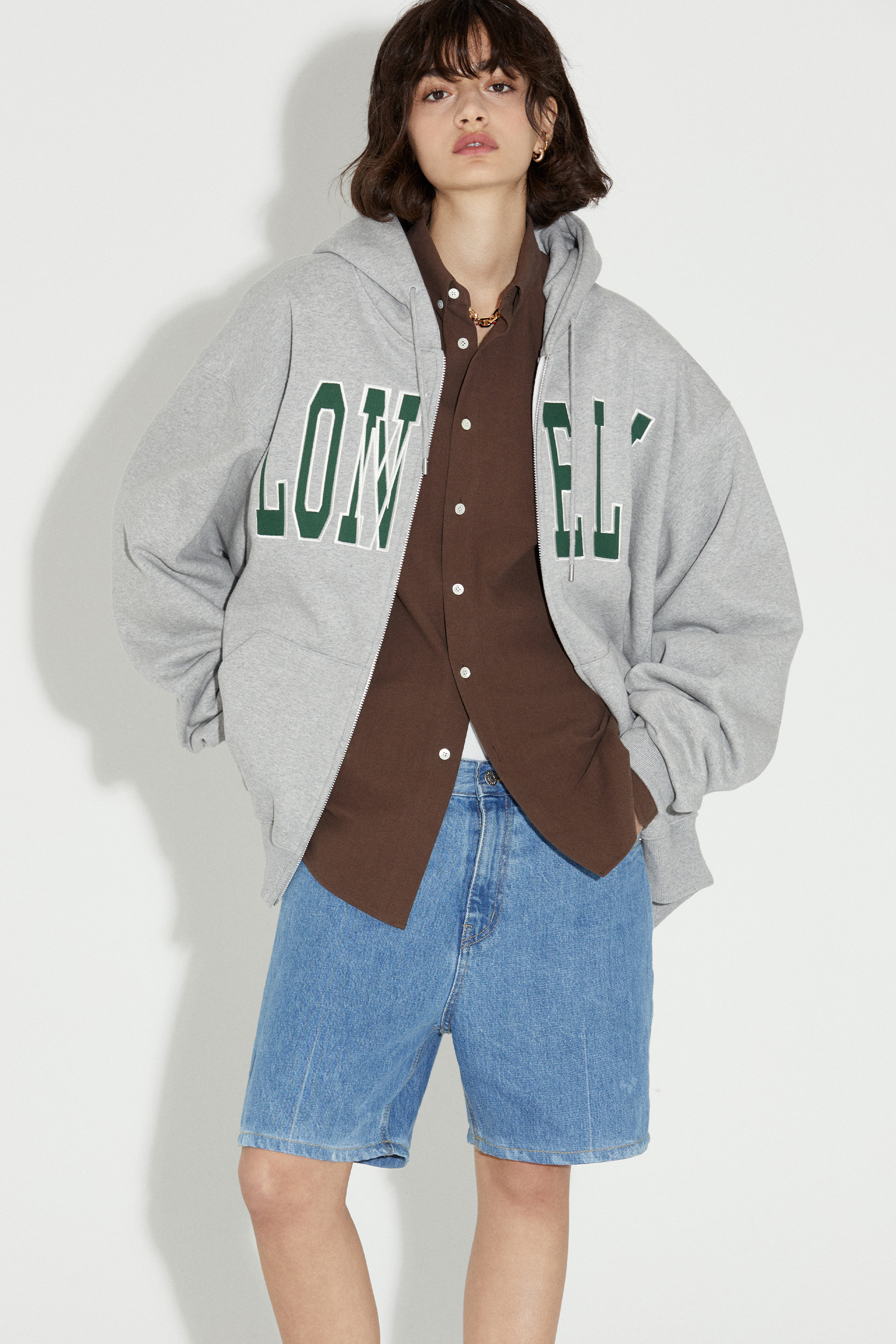 [CARRY OVER] LONELY/LOVELY FLUFF HOODIE ZIP-UP GRAY