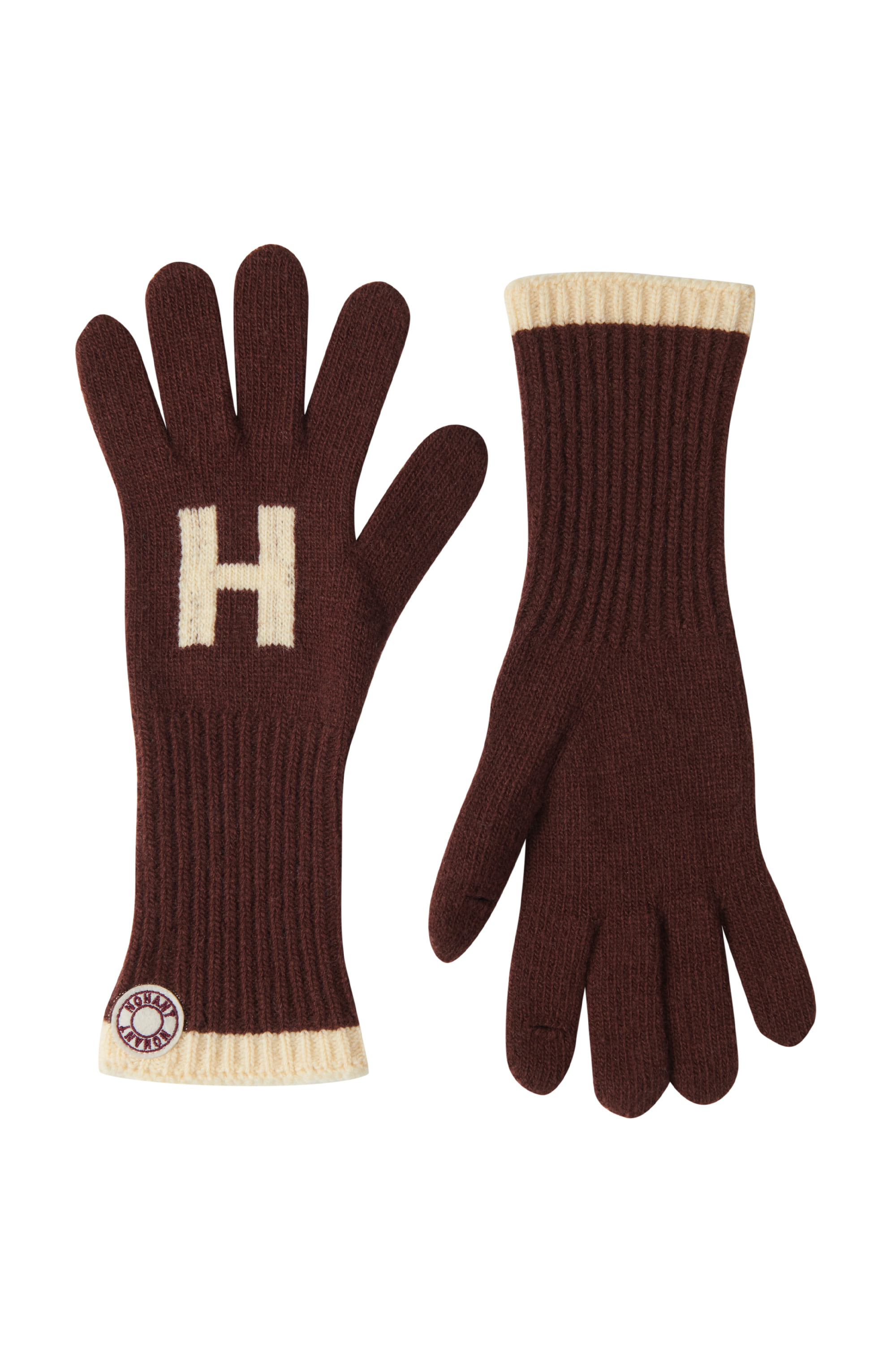 [CARRY OVER] LOGO PATCH KNIT GLOVES BROWN
