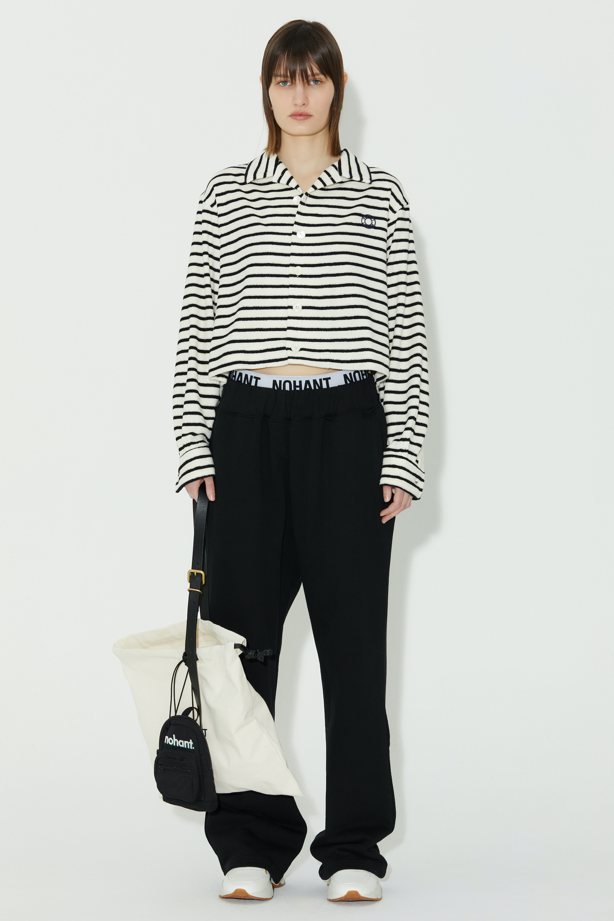 STRIPE CROPPED TERRY SHIRT